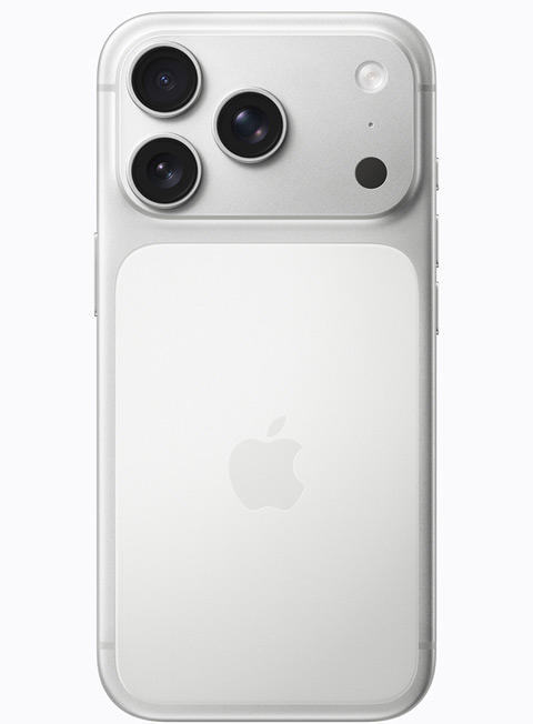 iPhone 17 Pro color argento mostrato da dietro