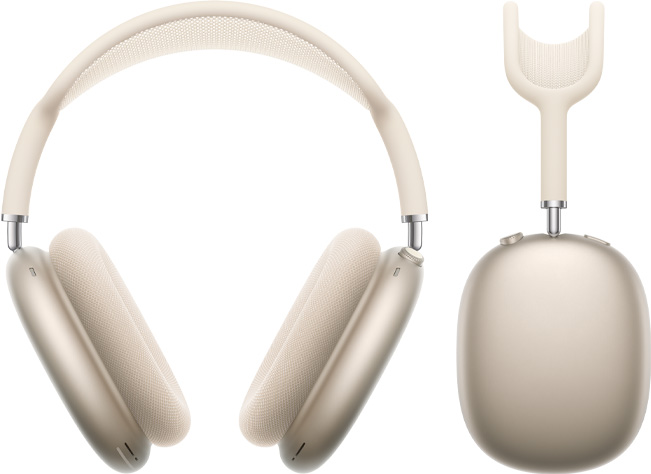 Parte da frente e lateral dos fones de ouvido AirPods Max 2 na cor estelar
