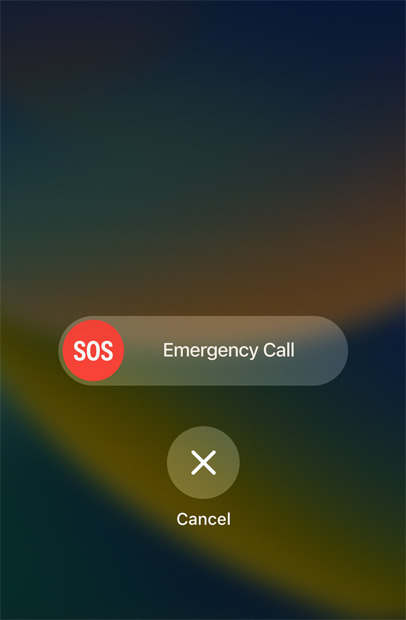 Een iPhone-scherm met een SOS-noodmelding.