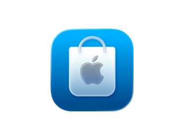 Det blå handlebagsymbolet fra Apple Store-appen vises.